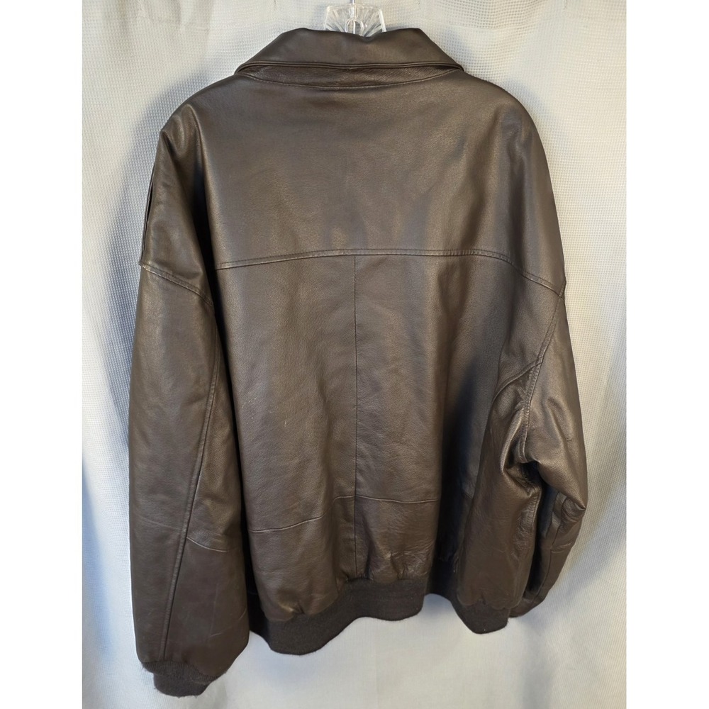 Air Force Men's Brown Leather Bomber Jacket Lined Zip Front Size 4XL - Picture 2 of 15